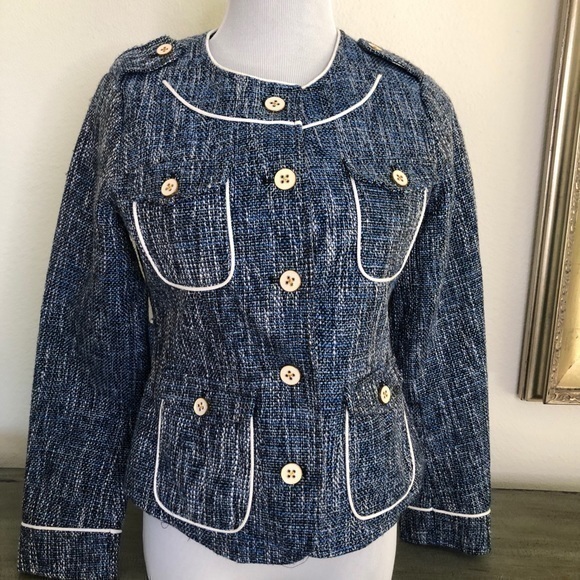 Luciana Dante Jackets & Blazers - Luciana Dante jacket blue blazer gold/white trimming small